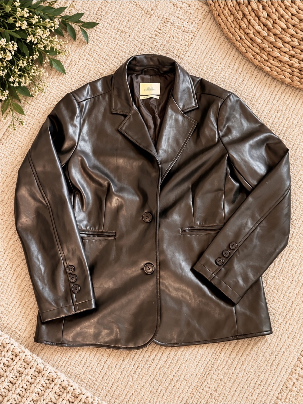 Urban Outfitters Black Leather Blazer Jacket